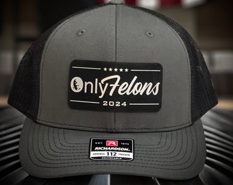 Gorra Only Felons 2024 Trump, Gorra Richardson, Gorra con parche de cuero, Gorra con parche de cuero sintético, Trump 2024