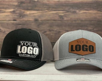 Parche de cuero personalizado, Richardson 112-6 Panel Snapback Trucker Hat Style, diseño de logotipo personalizado