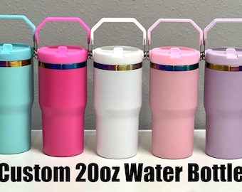 Botella de agua personalizada de 20 oz con grabado envolvente completo
