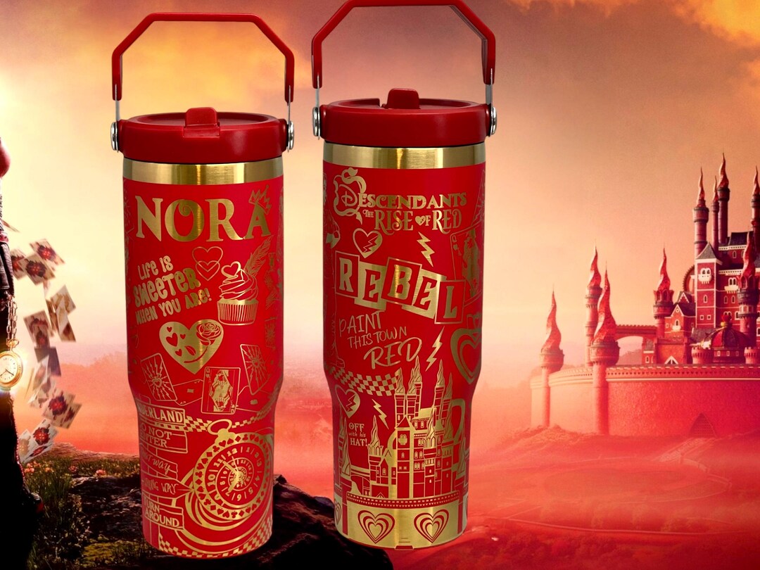 Rise of Red 30oz Flip Straw Water Bottle With Handle, Laser Engraved ...