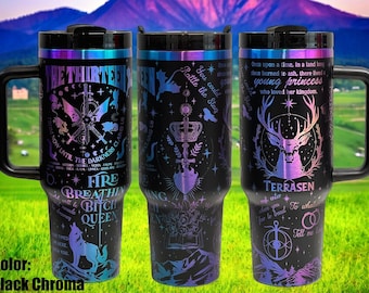 Vaso térmico de 1.1 litros (40 oz) de Trono de Cristal, para amantes de los libros de fantasía, ideal para quienes buscan una bebida refrescante, grabado láser, ideal para clubes de lectura, Booktok y Maasverse.