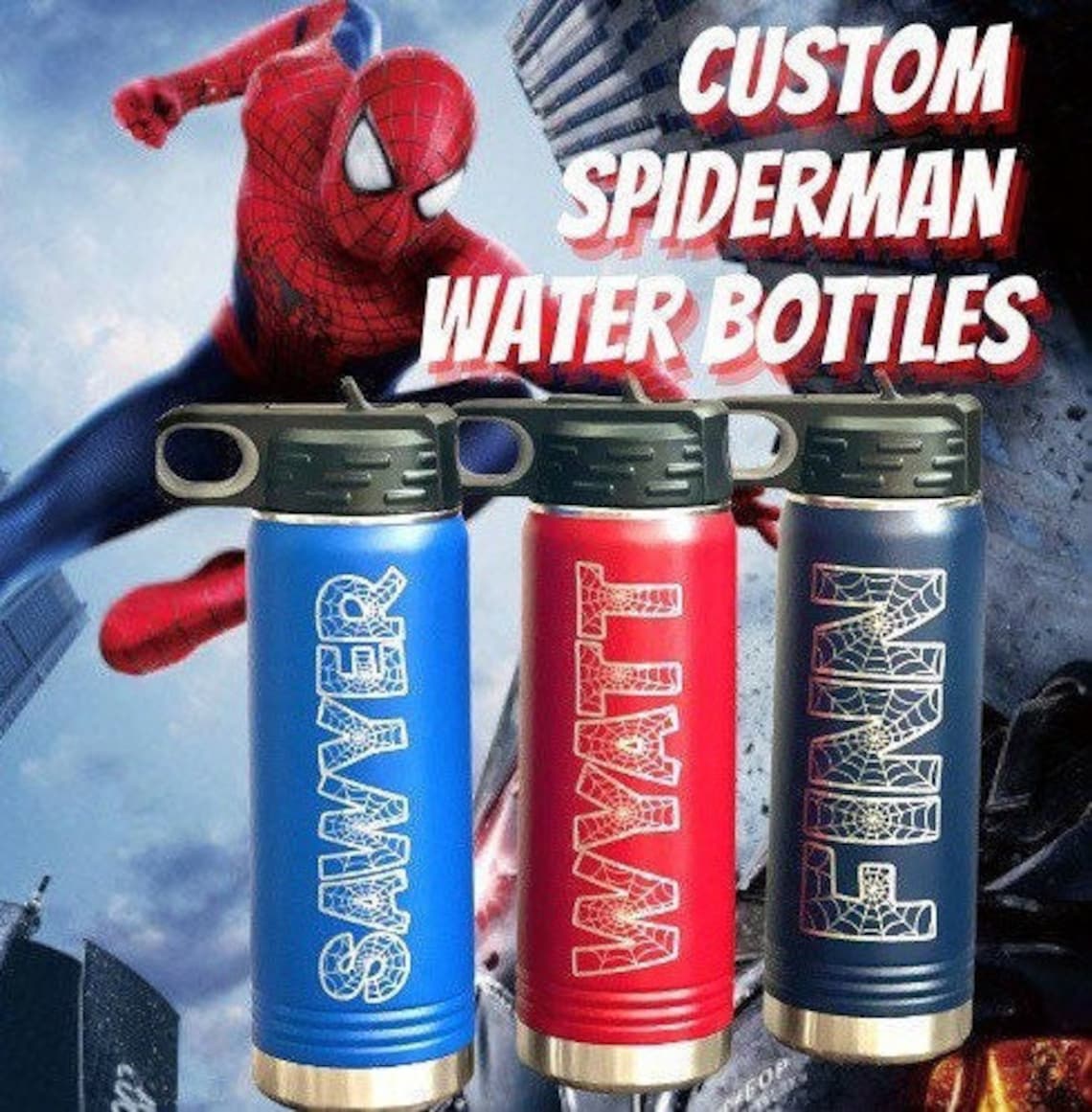 Spider-man Water Bottle Back to School Water Bottle Custom - Etsy