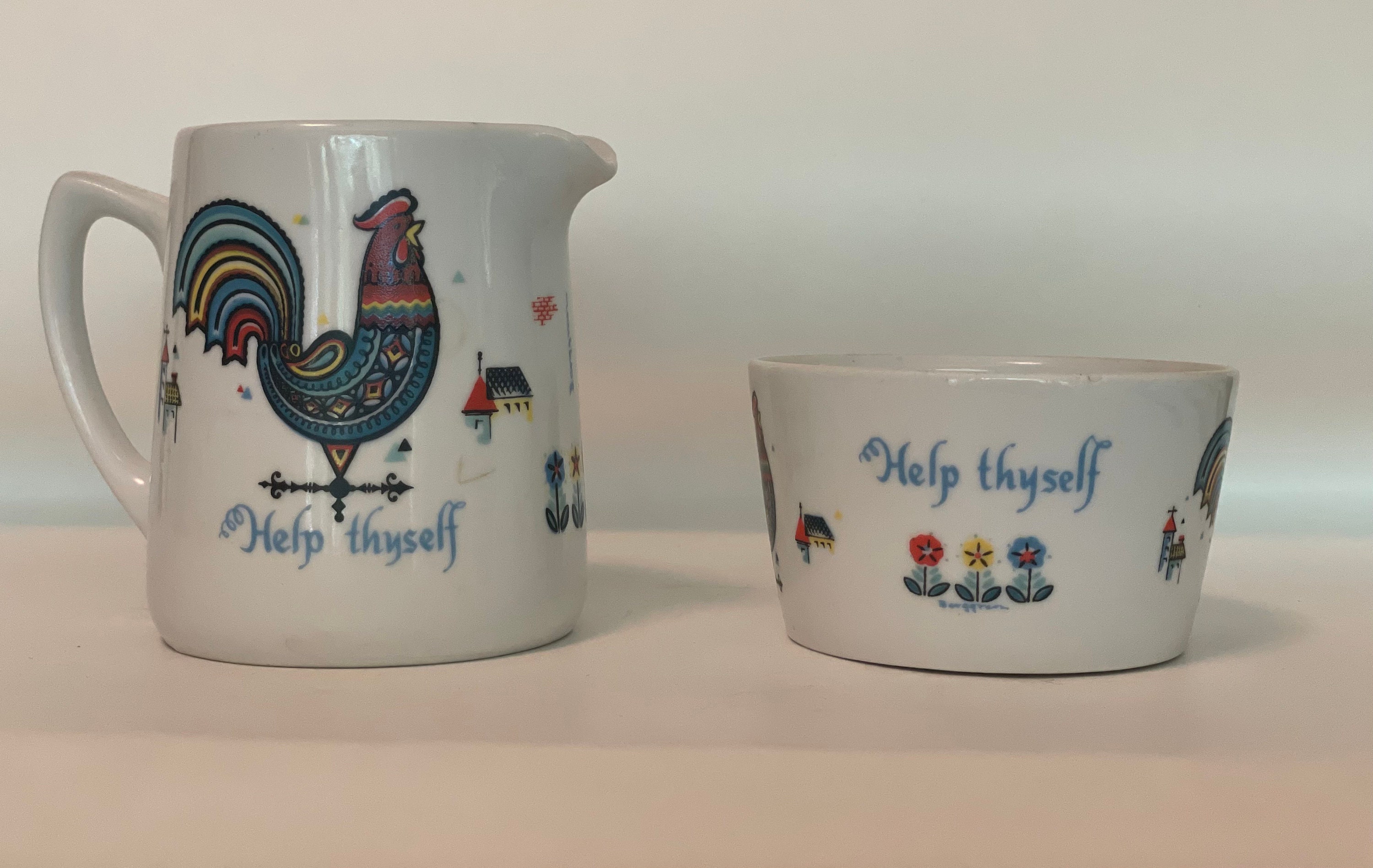 Vintage Berggren rooster cream and sugar set swedish Etsy