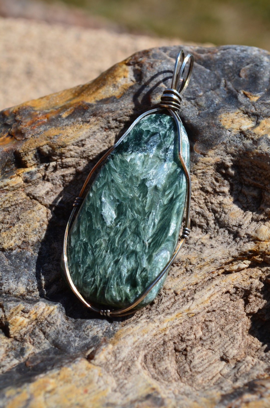 Seraphinite Pendant Set in Sterling Silver - Etsy