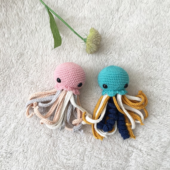 Jellyfish Crochet Octopus Rattle Crochet Rattles Crochet Toy