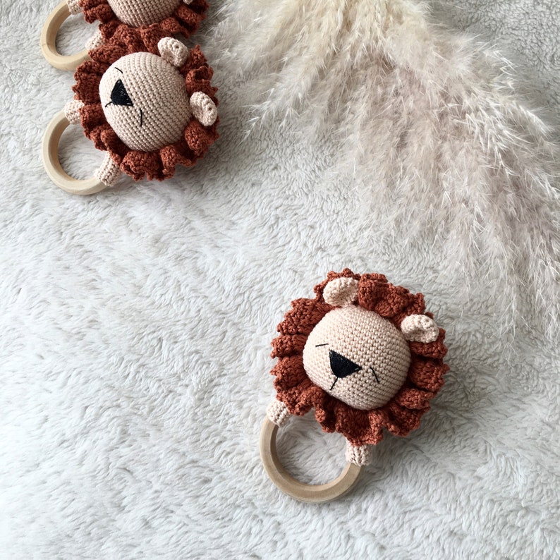 Crochet Lion Rattle: Organic Cotton Amigurumi Baby Toy - Etsy