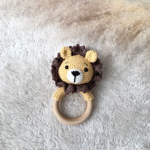 Crochet Lion Rattle: Organic Cotton Amigurumi Baby Toy