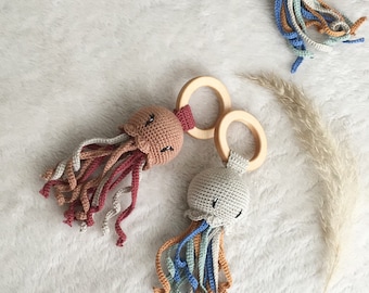 Jellyfish , Amigurumi Octopus Babygym, Crochet octopus rattle, crochet rattles, crochet toy, Baby rattle, Baby gift toys, immediate delivery