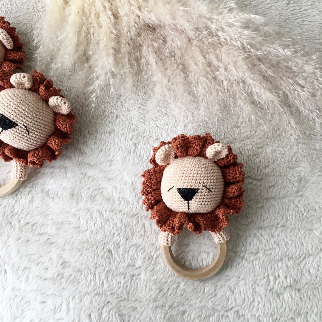 Lion Rattle, Lion Amigurumi, Crochet Rattles, Crochet Toy, Baby Rattle