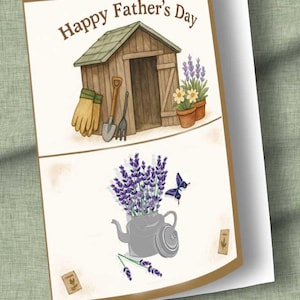 Cartão de Feliz Dia dos Pais *B, Cartão especial para o pai, que adora jardinagem. Inclua uma mensagem pessoal! Tamanho A7 74 x 105 mm (veja a descrição)