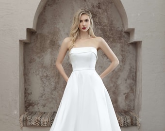 Simple Satin A-Line wedding dress