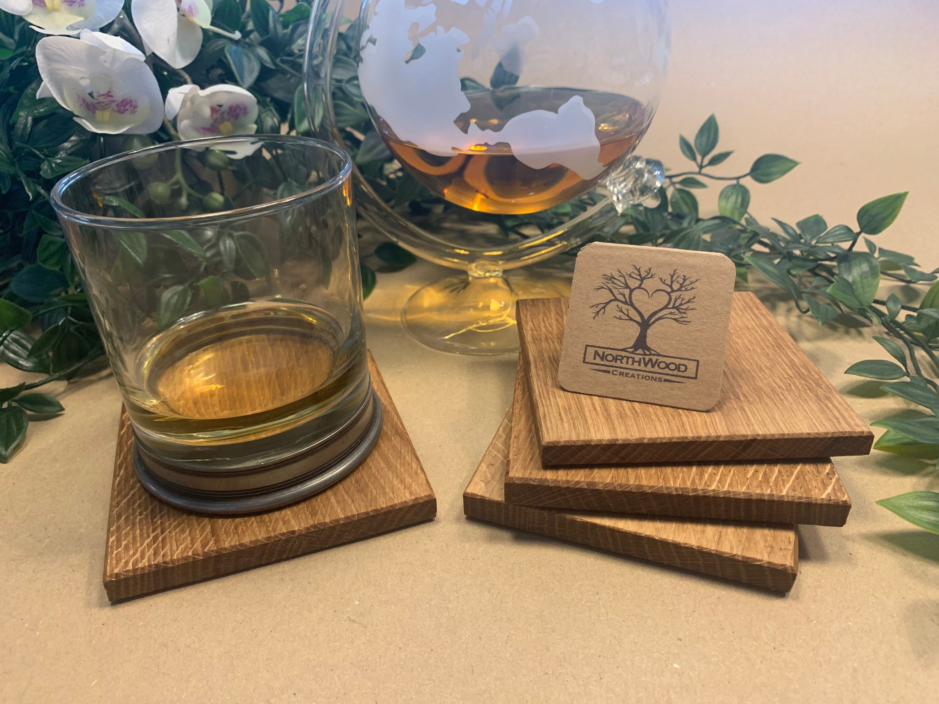 Rustic Handcrafted Oak Coasters Etsy