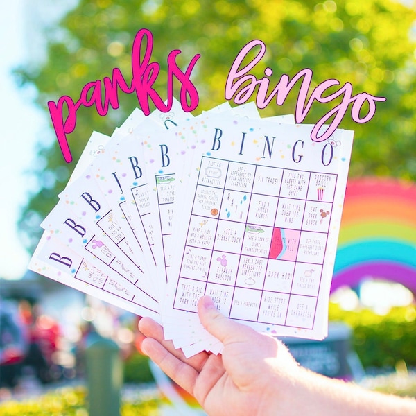 Disney Parks Bingo, Family Fun for Kids & Adults, Disney Gift Idea, College Program Roommate Present