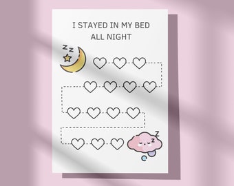 Kids Sleeping Chart Printable, Toddler Stay in Bed All Night - Bedtime Tracker, Moon and Cloud Sticker Reward Chart