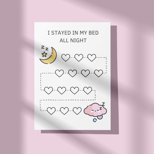 Kids Sleeping Chart Printable, Toddler Stay in Bed All Night - Bedtime Tracker, Moon and Cloud Sticker Reward Chart