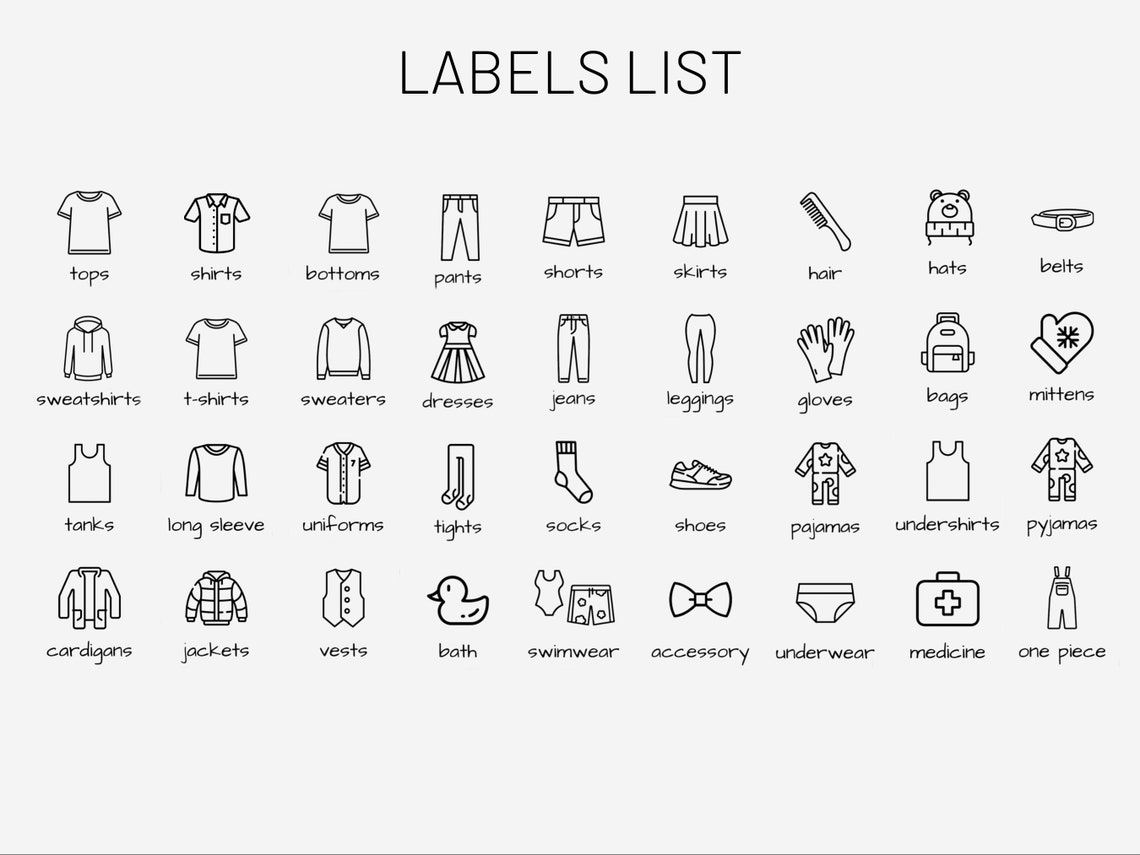 Kids Dresser Drawer Label, Closet Storage Label, Clothes Case Label ...