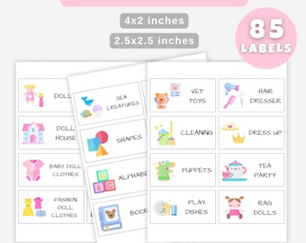 Toys Storage Label for Kids Playroom, Printable Toddler Toy Bin Label, Preschool Nursery Kindergarten Organization Toy Box Label w Picture