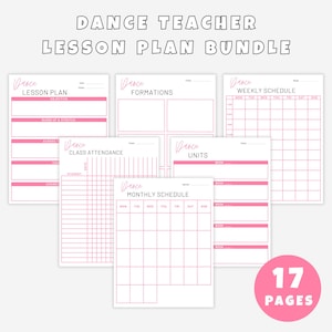 Dance Teacher Lesson Plan Bundle, Printable Dance Class Planner, Dance School Coach Weekly Monthly Schedule, Dance Formation Choreography