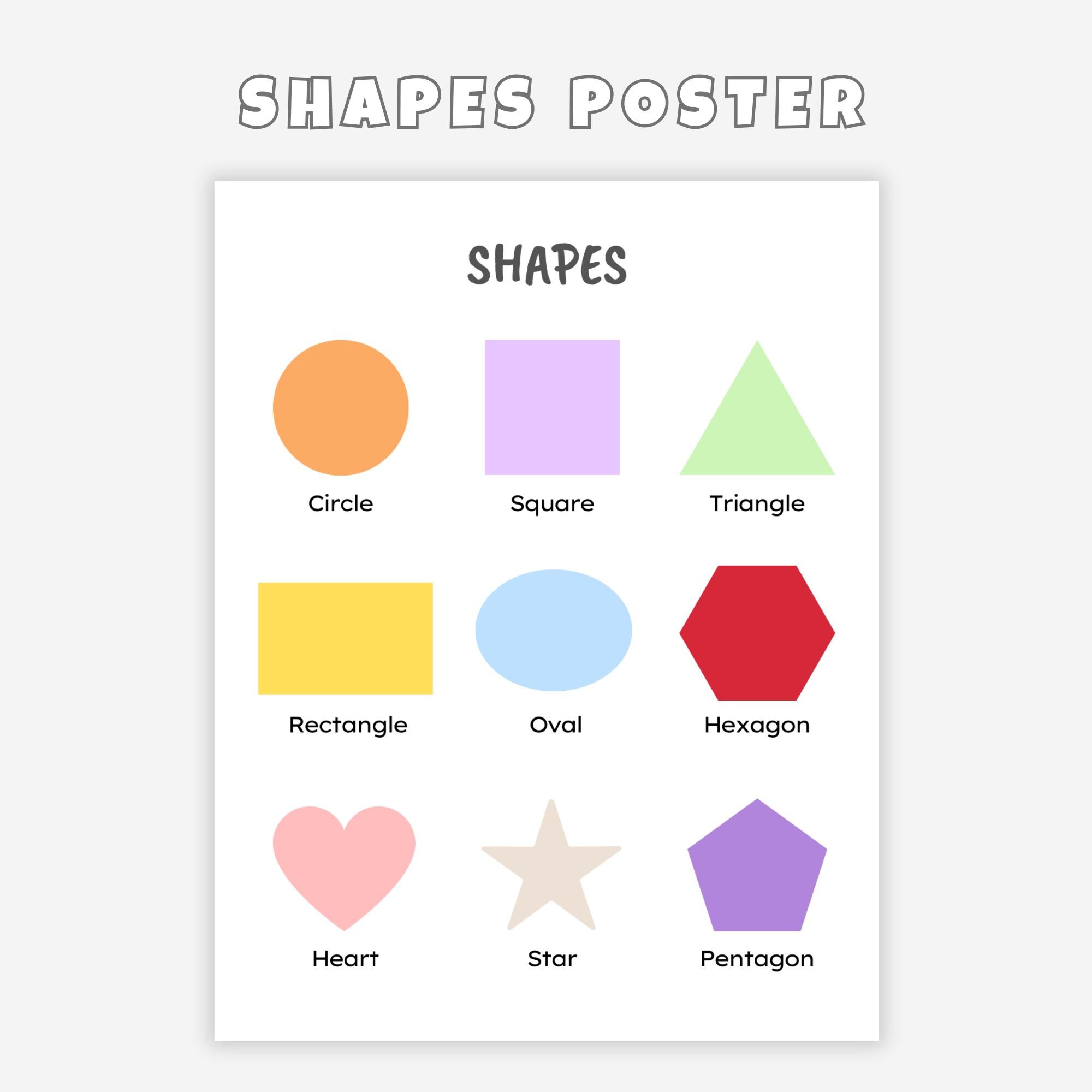Shapes Nursery Poster Printable, Montessori Educational Wall Art for ...