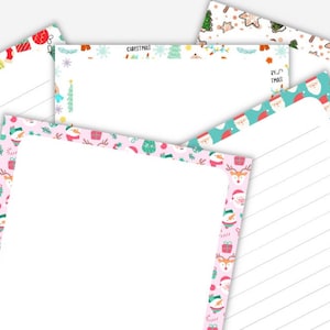 Christmas Printable Stationery Paper Set, Lined and Unlined New Year Writing Sheet, Blank Letter to Santa, Letter from Santa Stationary