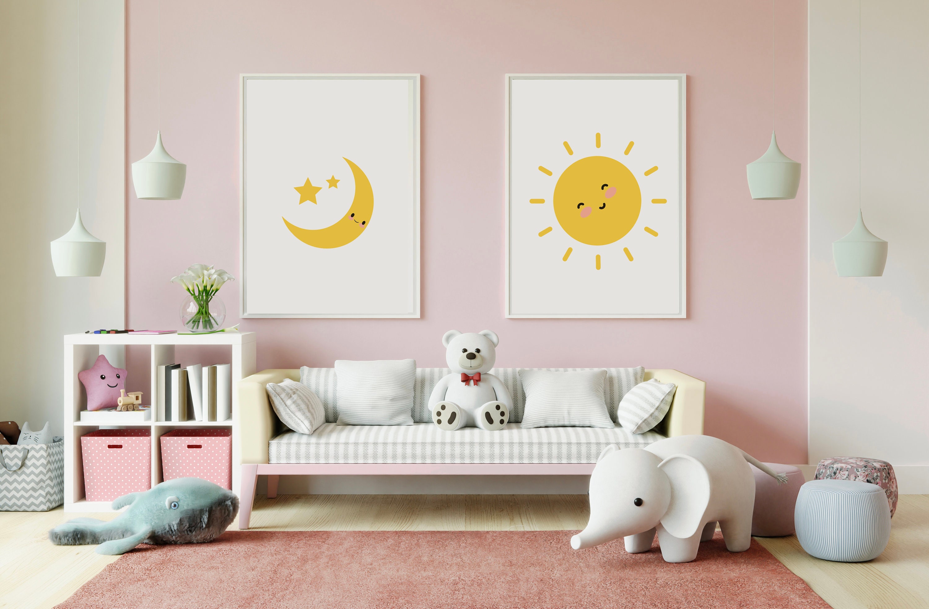 Nursey Sun and Moon Print, Kids Room Poster, Playroom Wall Art ...