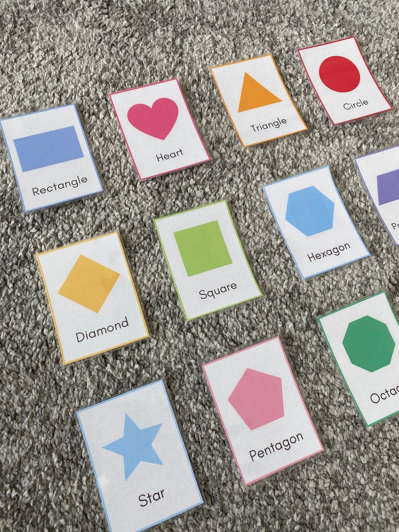 Shapes Flash Cards Printable Preschool, Montessori Nomenclature Cards