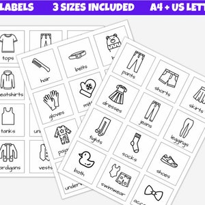 Kids Dresser Drawer Label, Closet Storage Label, Clothes Case Label, Clothing Box and Basket Label, Printable Wardrobe Label