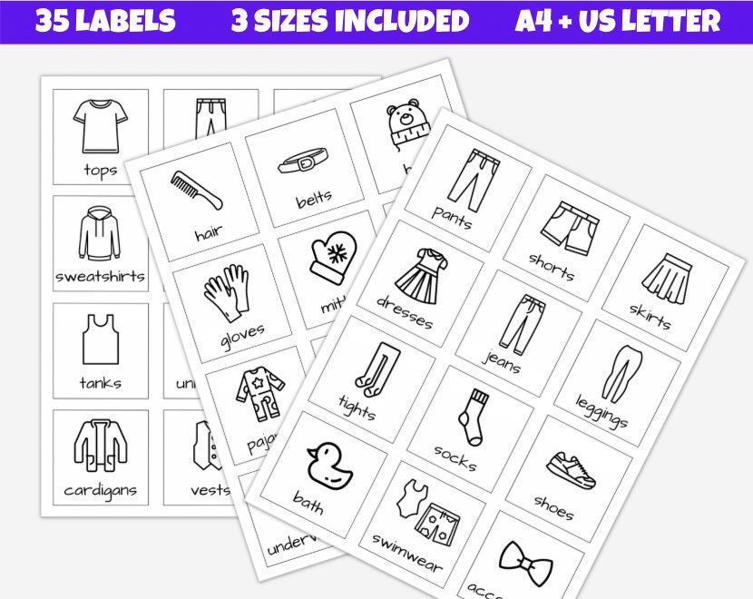 Étiquettes de vêtements de garde-robe pour enfants, étiquette autocollante  de commode, de placard, tri autocollant de rangement pour bébés enfants,  tiroir de Classification - AliExpress