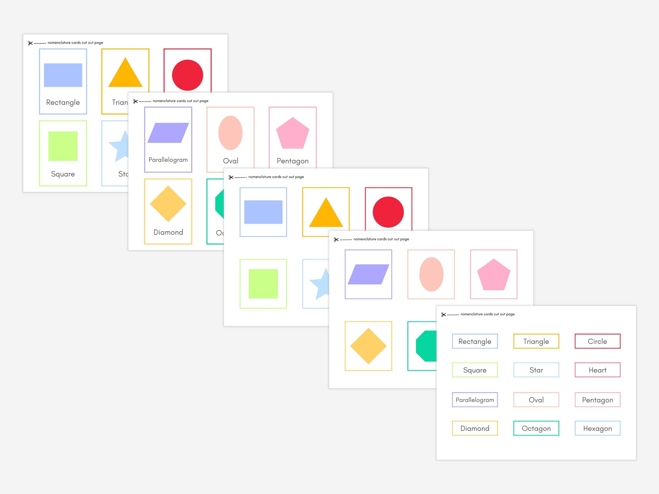 Shapes Flash Cards Printable Preschool, Montessori Nomenclature Cards