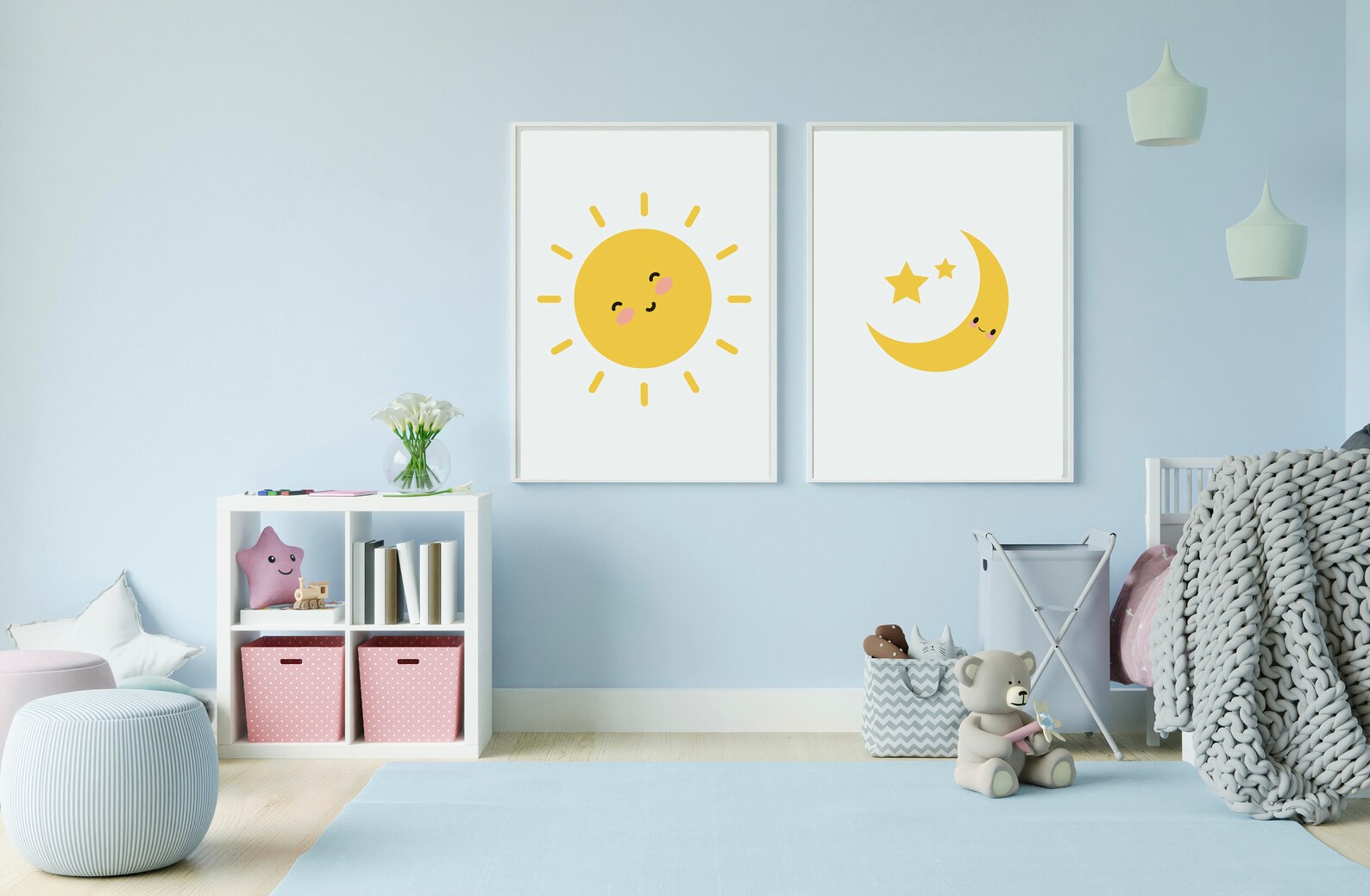 Nursey Sun and Moon Print, Kids Room Poster, Playroom Wall Art ...