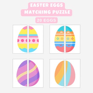 Easter Egg Matching Puzzle Game, Easter Symmetry Card Match Activity Kids, Easter Toddler Preschool Homeschool Nursery Learning Printable