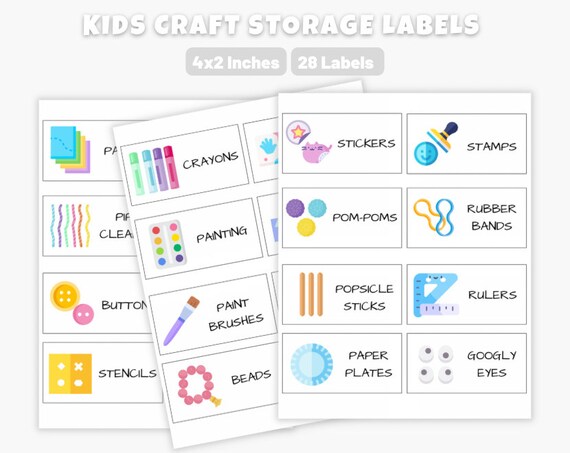 Kids Craft Area Organization with Printable Labels