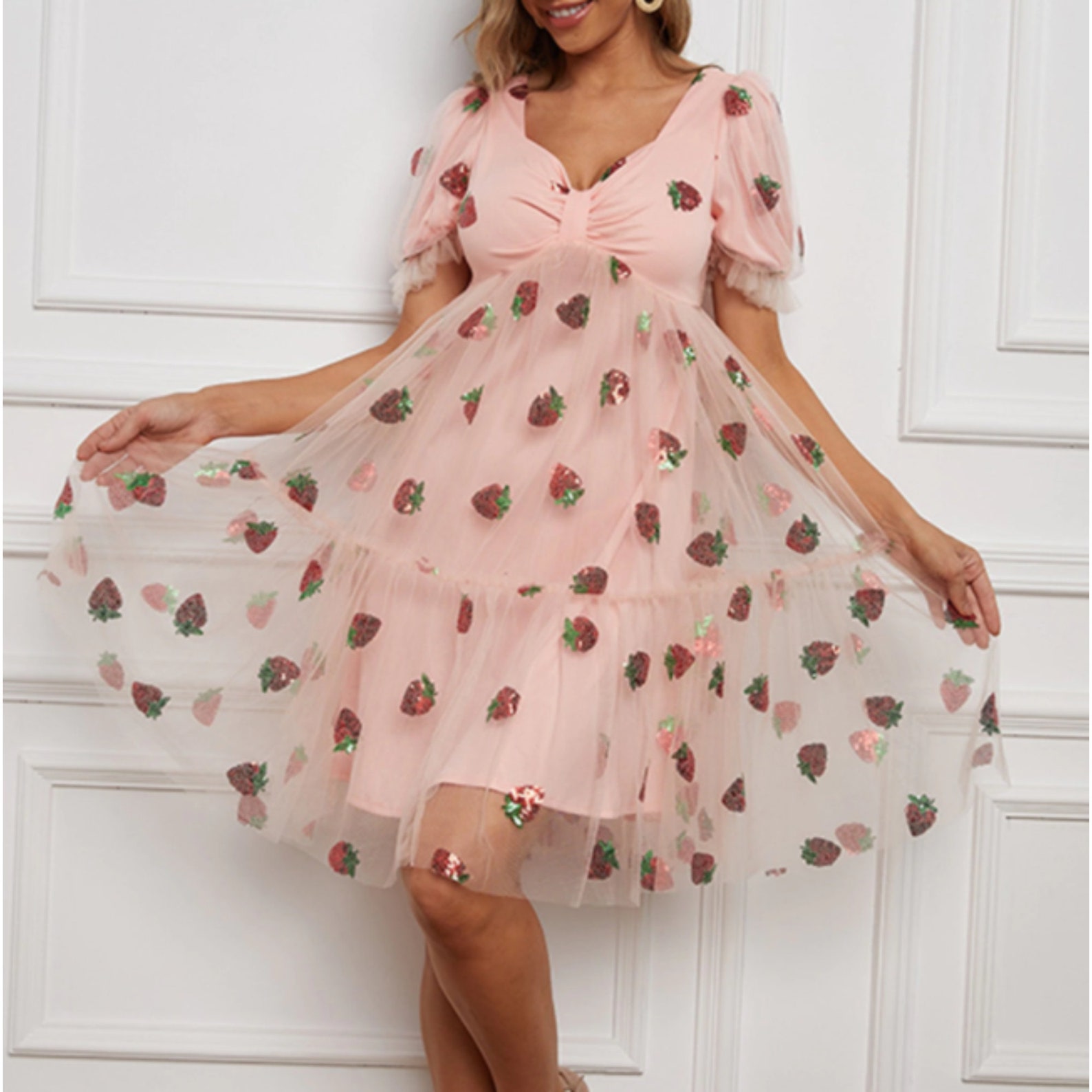 Strawberry dress Strawberry Mesh Dress peach dress | Etsy