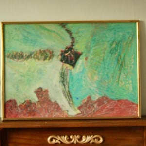 Mid-Century Original Mixed Media on Paper &quot;Abstract&quot; – Vintage & Framed, 43 x 60 cm / 16.9&quot; x 23.6&quot;
