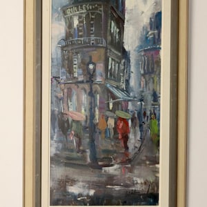 Mid-Century Oil On board Painting " Paris "  --Vintage & Framed