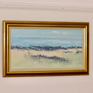 Original Swedish Mid-Century Oil On Canvas Painting&quot; Beach in Gårdby Parish &quot; by Jim Ronald Lindholm --Vintage & Framed