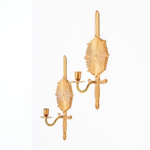 Pair of Mid-century Swedish Bronze Sconces &quot;Knife in North Star&quot;