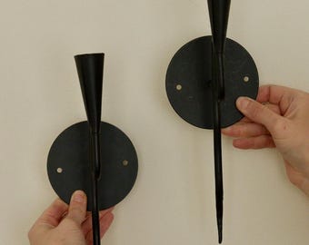 Pair of Mid-Century-Swedish Sconces with Black Coating