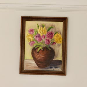 Original Swedish Mid-Century Oil on Panel " Still Life" by Solveig Dahlberg - Vintage & Framed