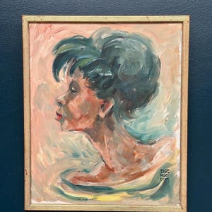 Original Swedish Oil on Canvas – “Woman” by Ebbe Höglund – Vintage & Framed – 42 × 50 cm (16.5" × 19.7")