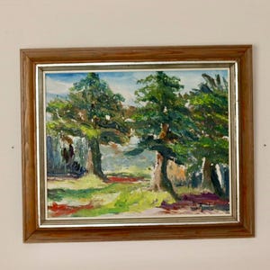 Original Swedish Mid-Century Oil On Canvas Painting&quot; Summer Landscape &quot; by B. Högberg 1974--Vintage & Framed