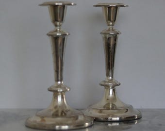 Pair of Vintage Swedish Silver Plated Candleholders
