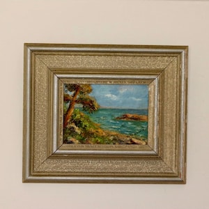 Original Swedish Mid-Century Oil On Canvas Painting &quot;Sea View&quot; by Acke Hermann --Vintage & Framed