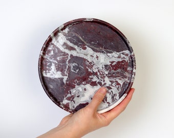 Gabriella – Red Round Marble Tray | W20cm H 2cm