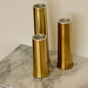 Original Trio of Mid-Century Brass Candle holders
