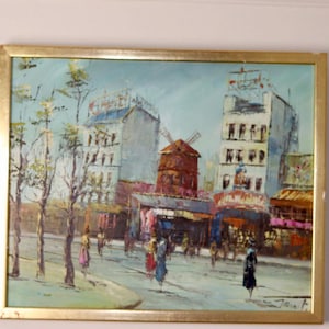 Original Mid-Century French Oil On Canvas Painting" Paris " by J Manot--Vintage & Framed