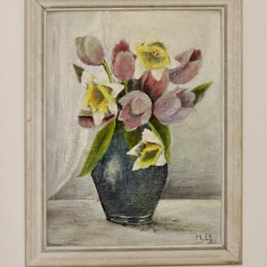 Original Swedish Oil On Panel Painting "Spring Bouquet" --Vintage & Framed
