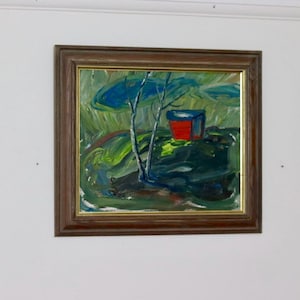 Original Mid-Century Oil On board Painting &quot; Landscape &quot;--Vintage & Framed