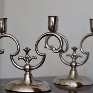Pair of Vintage Swedish Pewter Candleholders by  Svenskt Tenn