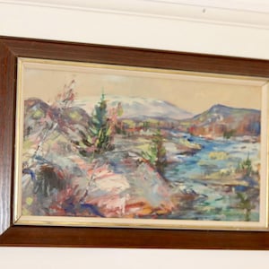 Original Swedish Mid-Century Oil Painting&quot; Abstract Landscape &quot; --Vintage & Framed